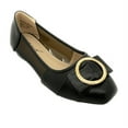 thumbnail image 1 of Victoria K Square Gold Black Medallion Wedge Flats (Women), 1 of 5