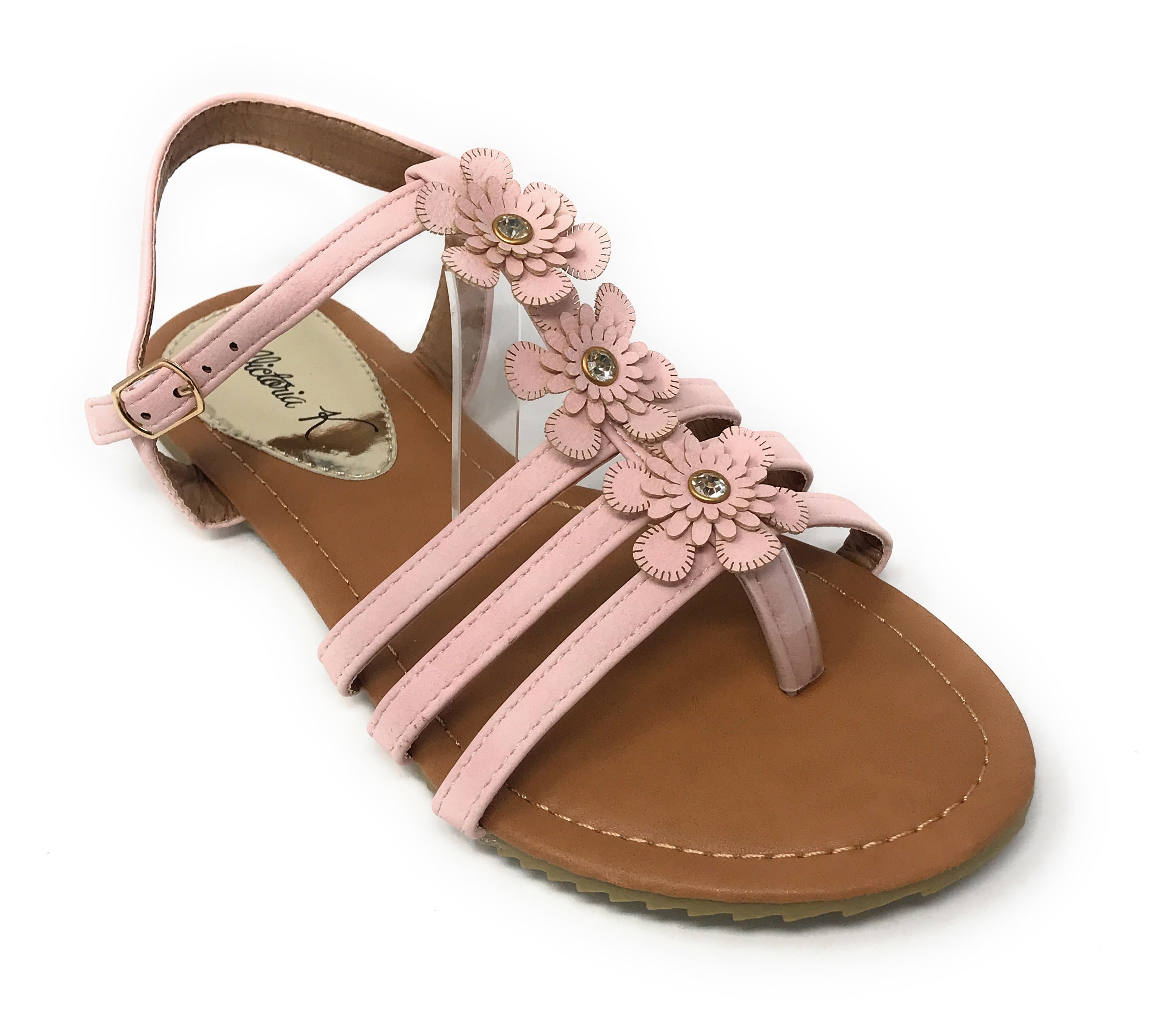 Victoria K Triple Flowers With Crossover Straps Sandals (Women)