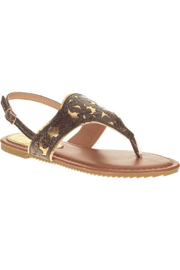 Victoria K. Women Floral Embossed Snake Skin Print Sandals