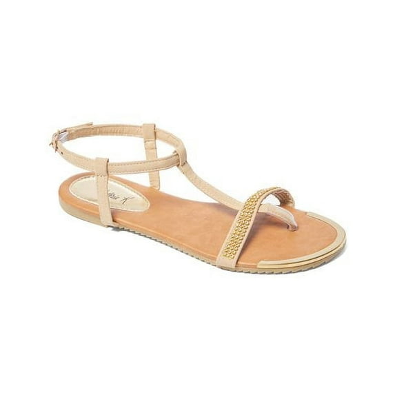 Victoria K Women Rhinestone On Strap With Gold Toe Sandals