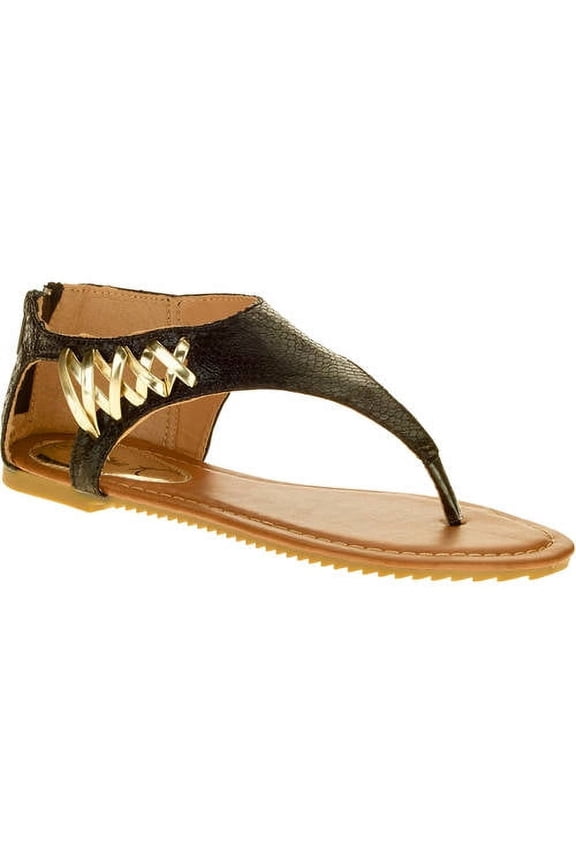 . Women Snakeskin Print Zipper Back With Side Laceup Sandals