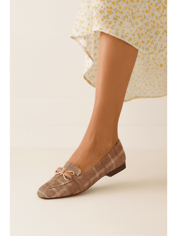 Women's Bow Plaid Wedge Shoes