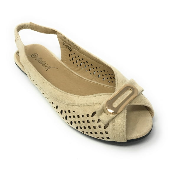 Victoria K Women's Bow With Gold Buckle Ballerina Flats