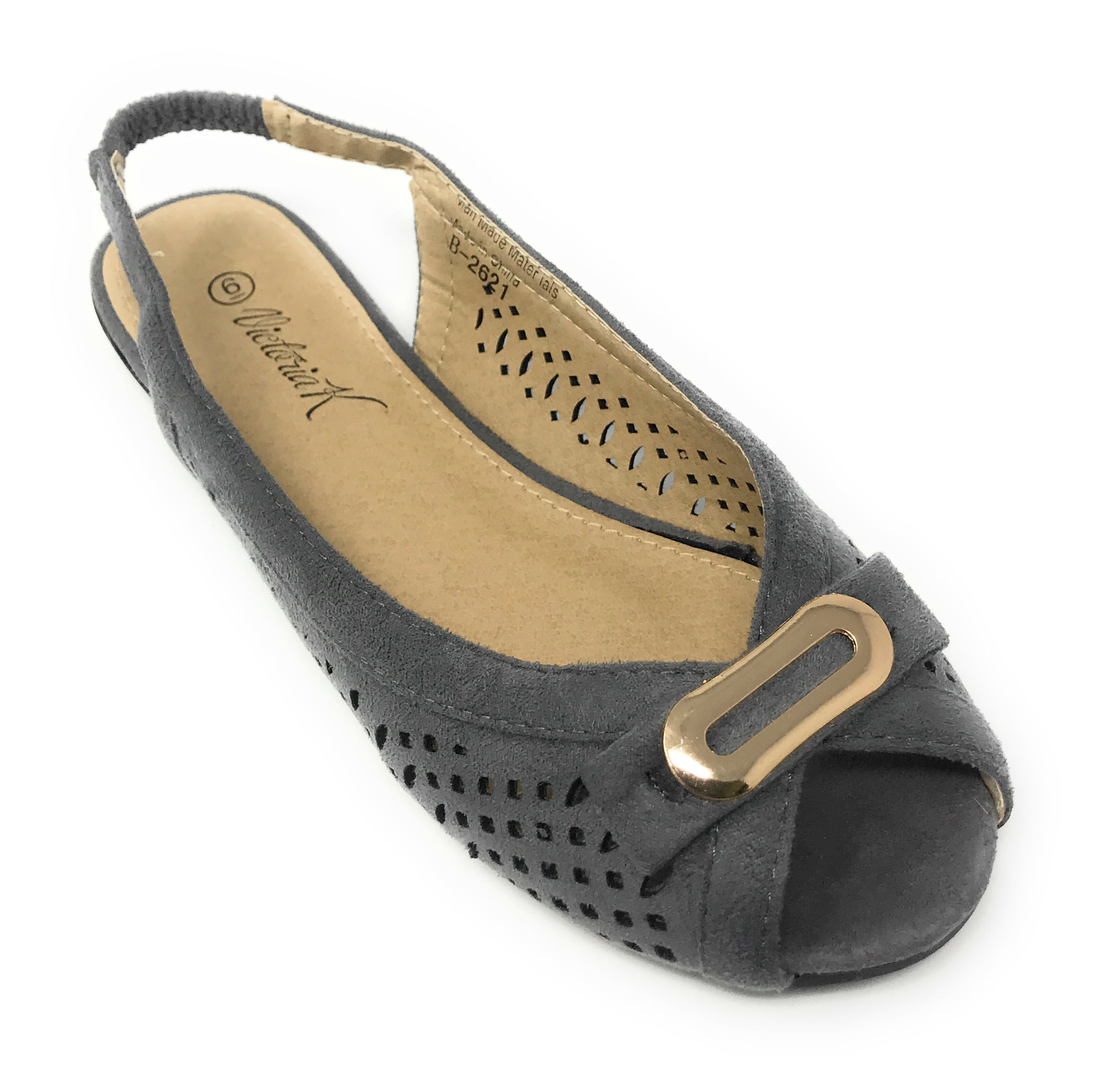 Victoria K Women's Bow With Gold Buckle Ballerina Flats