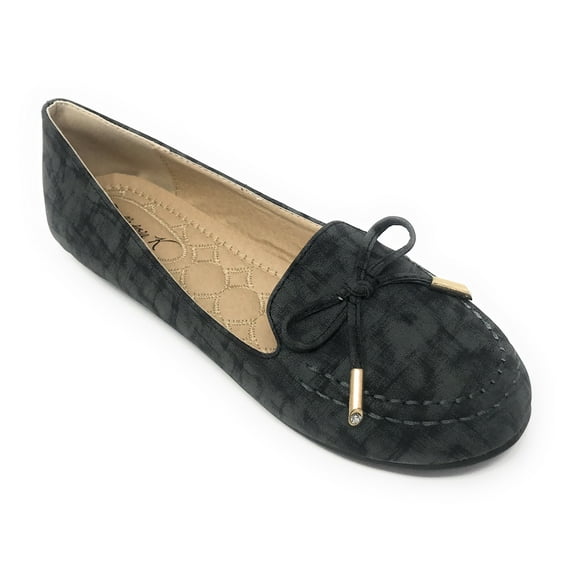 Victoria K Women's Bow With Gold Tipping Distressed Ballerina Flats