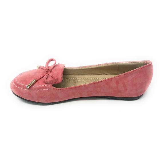 Victoria K Women's Bow With Gold Tipping Distressed Ballerina Flats