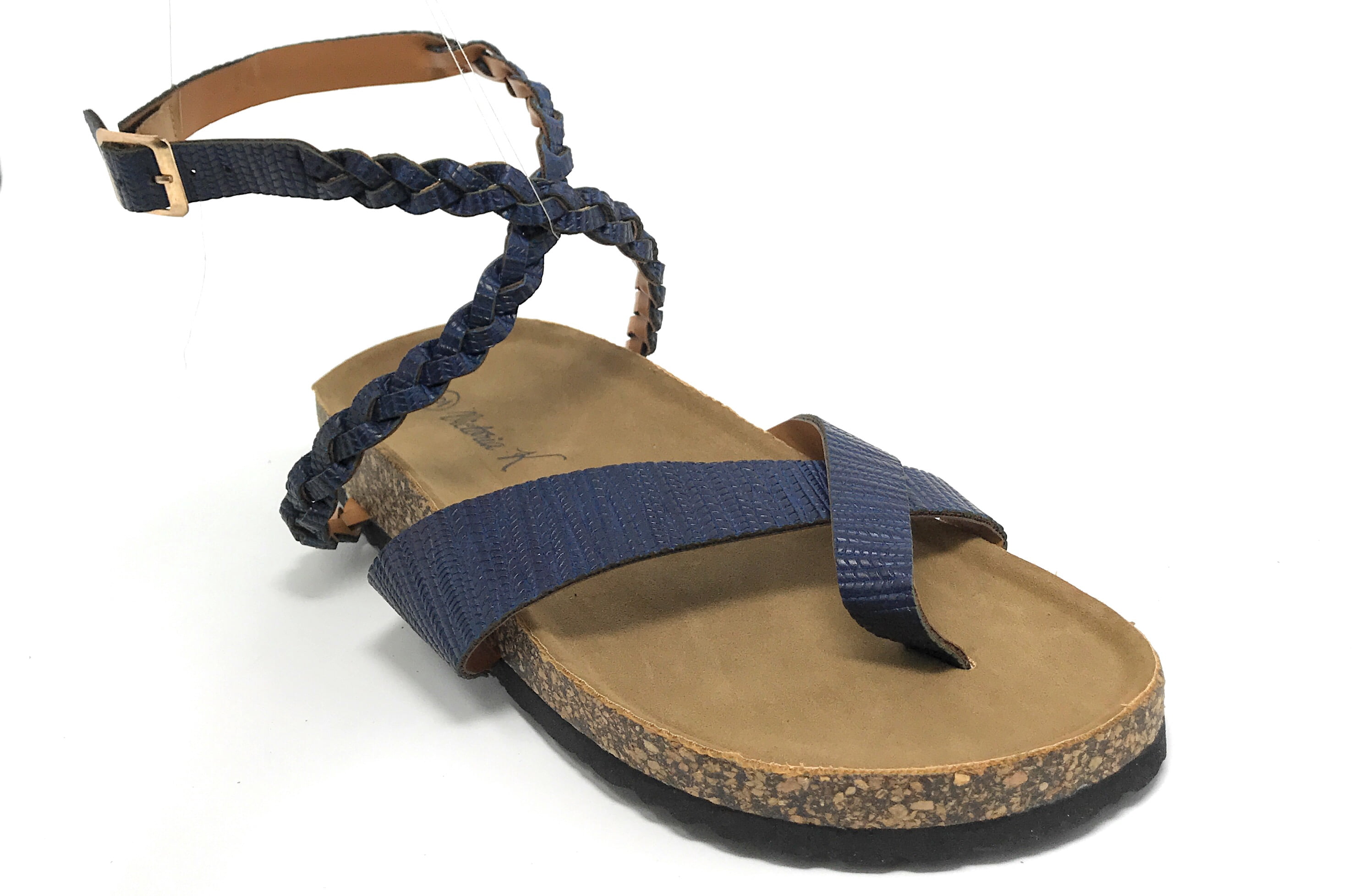 Victoria K Women's Braided Ankle Strap Cork Sandals