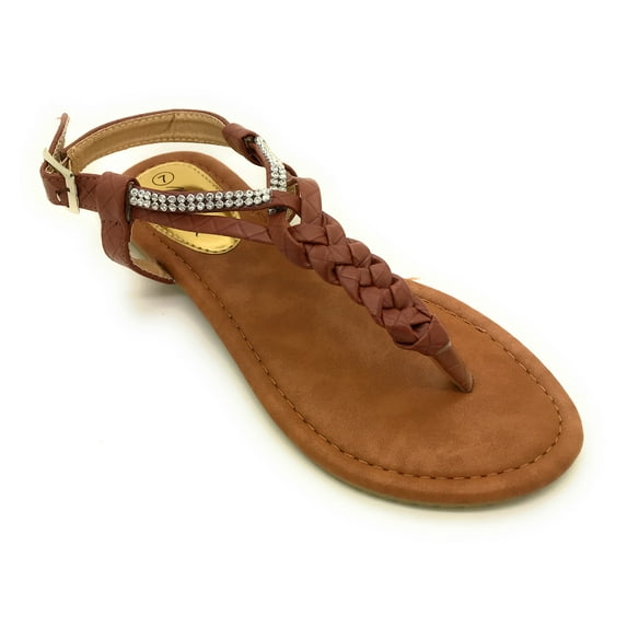 Victoria K. Women's Braided T-Strap Thong Sandal