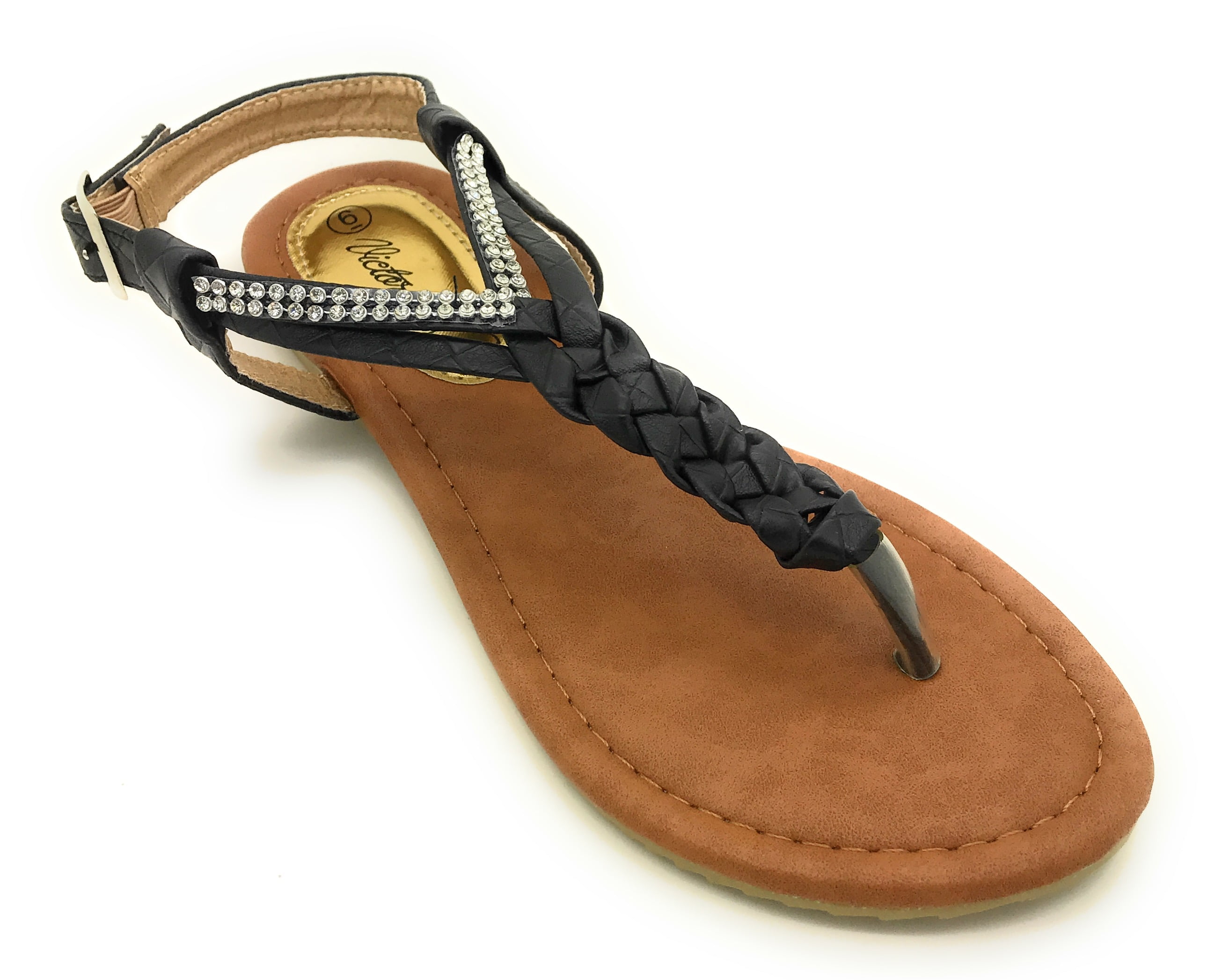 Victoria K. Women's Braided T-Strap Thong Sandal