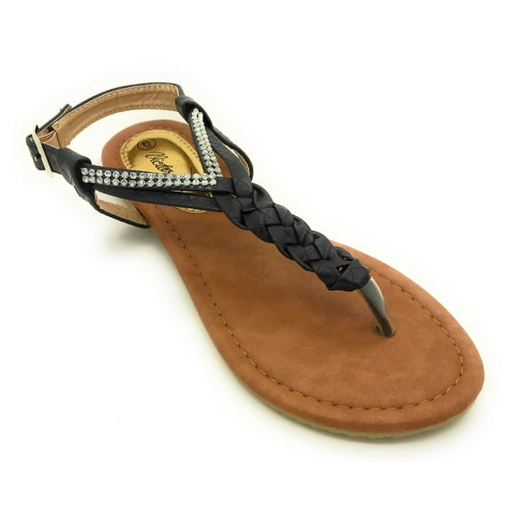 Victoria K. Women's Braided T-Strap Thong Sandal