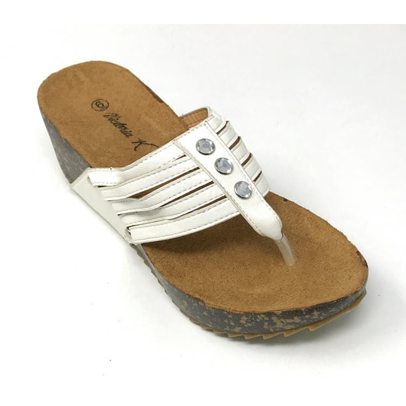 Victoria K Women's Cork Wedge Multi Straps Sandals