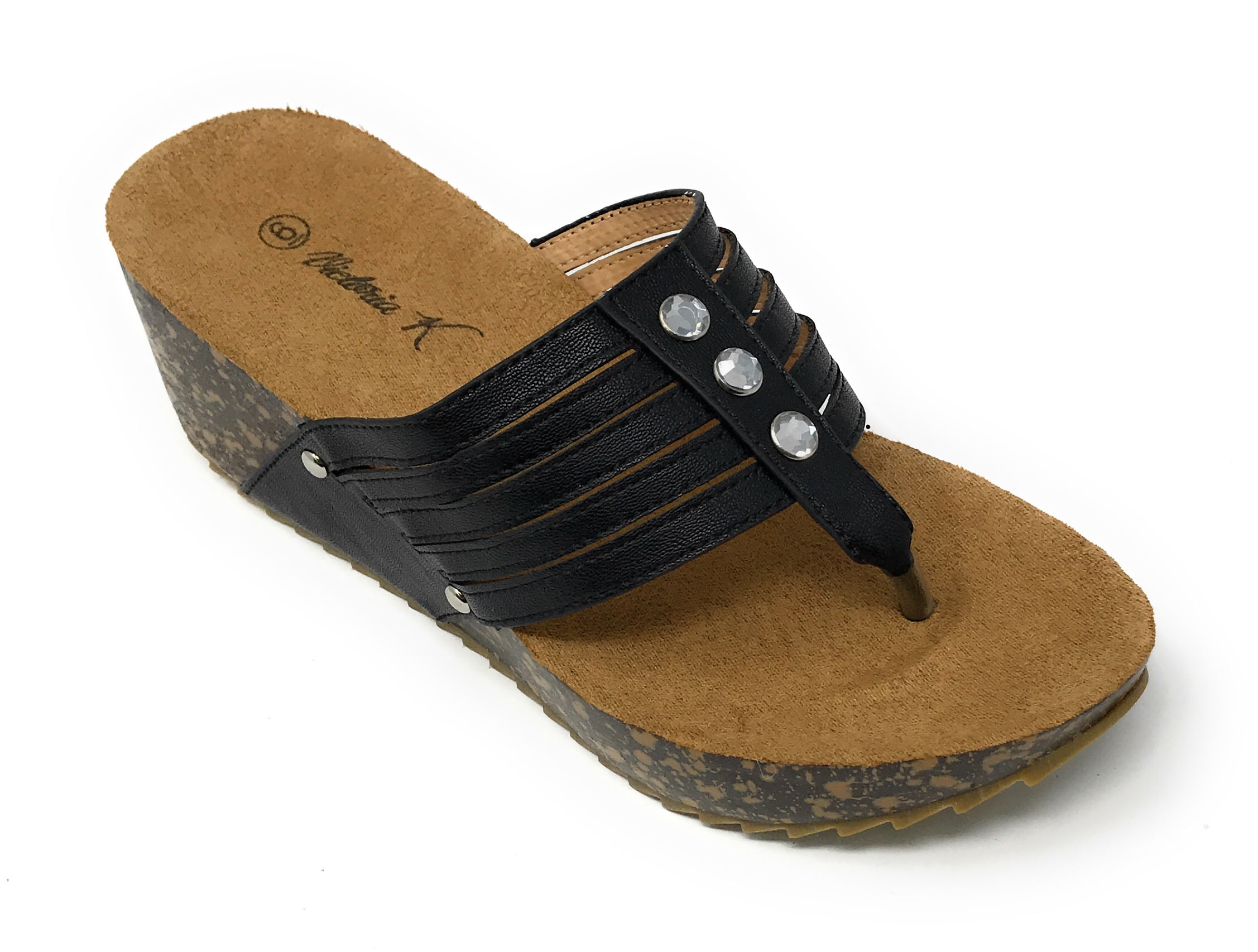 Victoria K Women's Cork Wedge Multi Straps Sandals