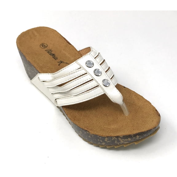 Victoria K Women's Cork Wedge Multi Straps Sandals
