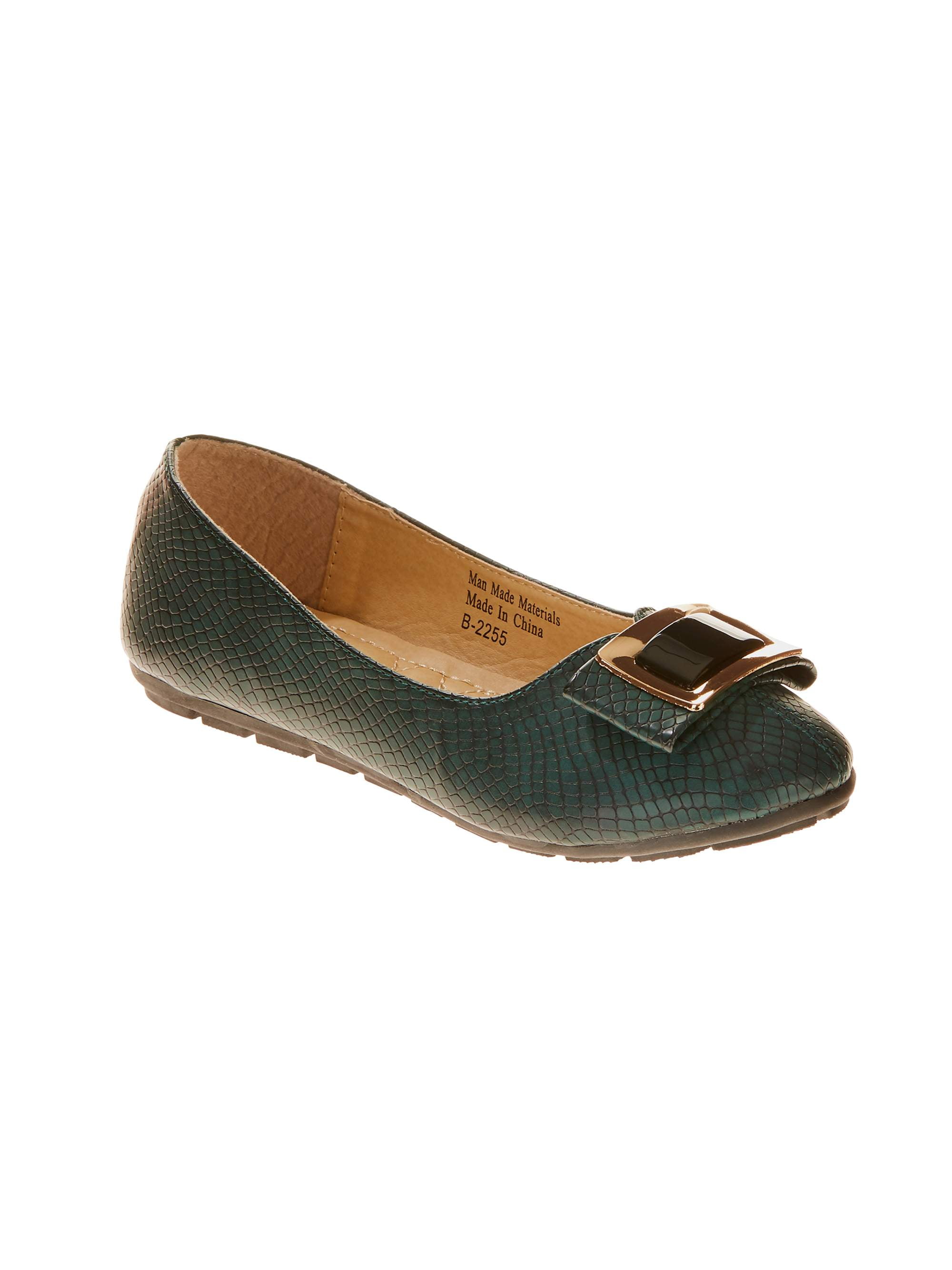 Victoria K Women's Croc Textured With Onyx Bow Ballet Flats