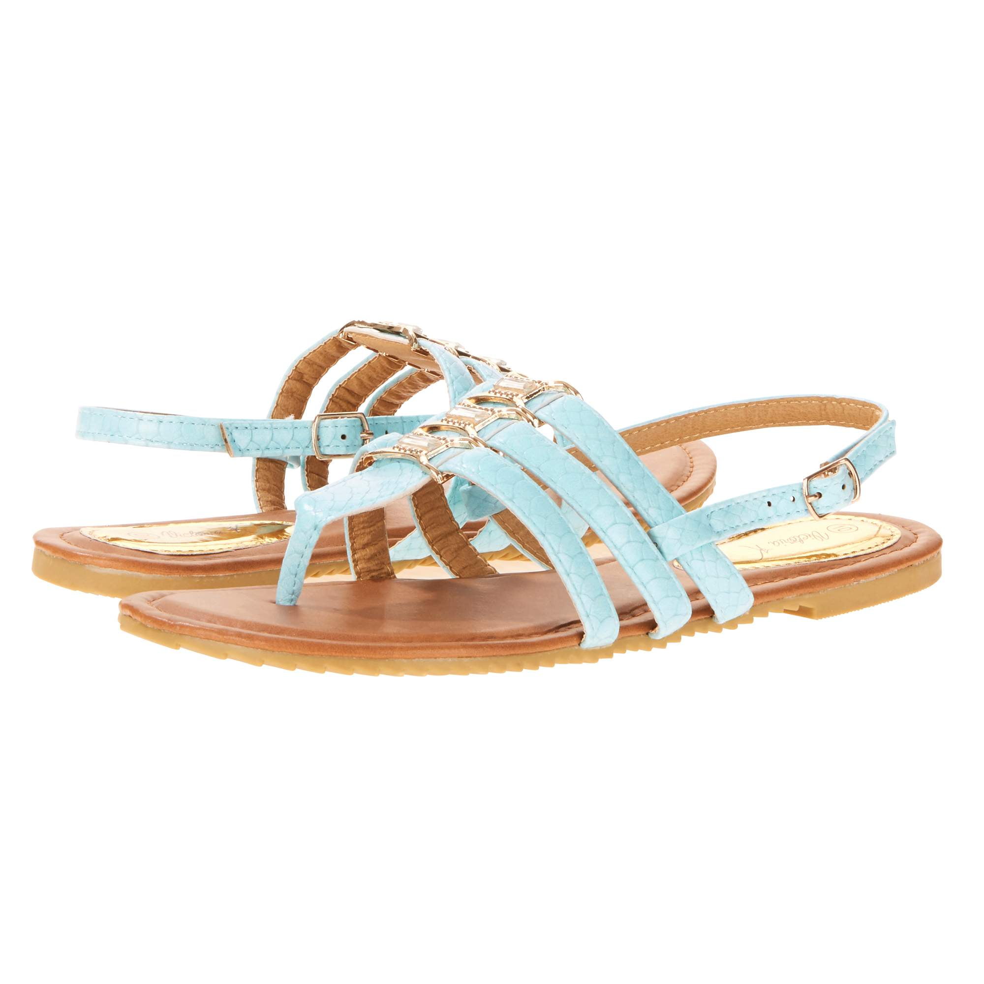 Victoria K Women's Crossover Straps Sandal's with Small Medallions
