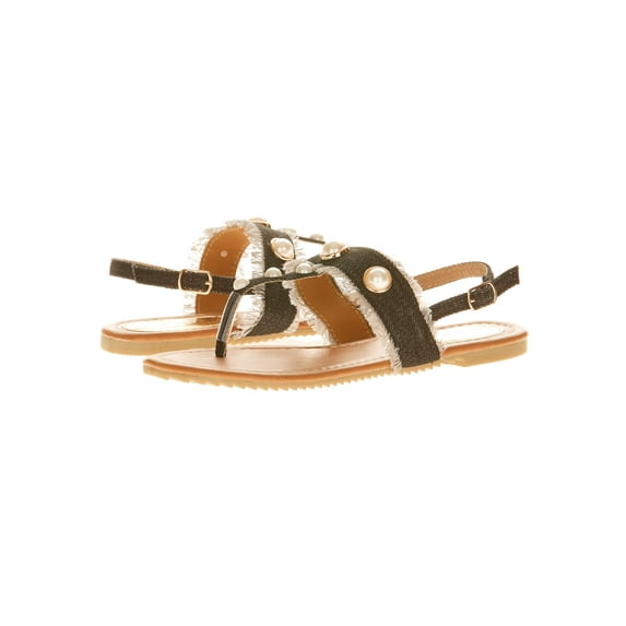 Victoria K Women's Denim and Pearls Sandals