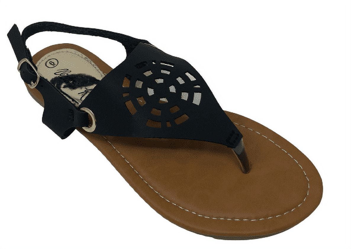 Victoria K Women's Diamond Cut Out Back With Rhinestone Buckle Embellished Sandals