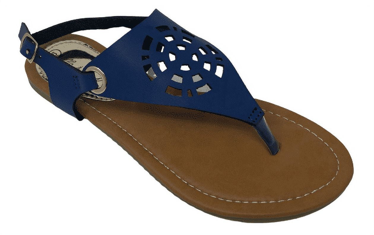Victoria K Women's Diamond Cut Out Back With Rhinestone Buckle Embellished Sandals