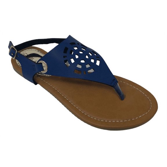 Victoria K Women's Diamond Cut Out Back With Rhinestone Buckle Embellished Sandals