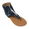 thumbnail image 1 of Victoria K Women's Distress Denim Zip Front Sandals, 1 of 3