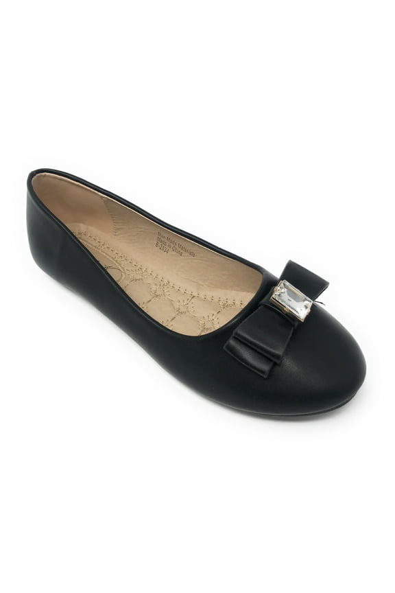 Women's Double Bow With Big Rhinestone Ballerina Flats