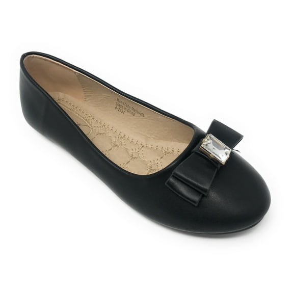 Victoria K Women's Double Bow With Big Rhinestone Ballerina Flats
