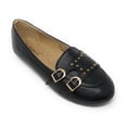 thumbnail image 1 of Victoria K Women's Double Buckles Gold Studs Ballerina Flats, 1 of 5