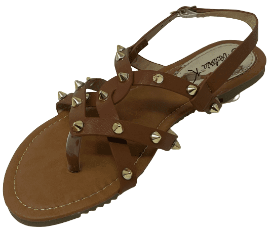 Victoria K Women's Eyelets Grommet Criss Cross Faux Snake Skin Strap Sandals
