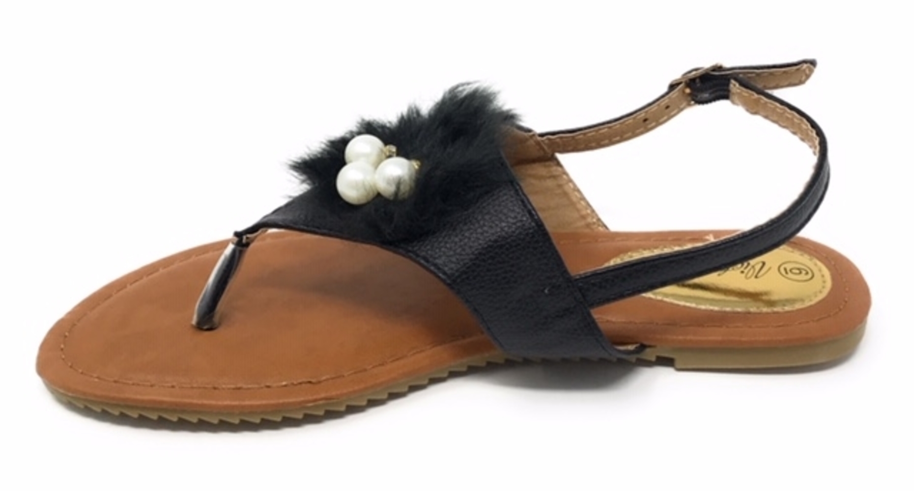 Victoria K Women's Faux Fur And Pearls Sandals