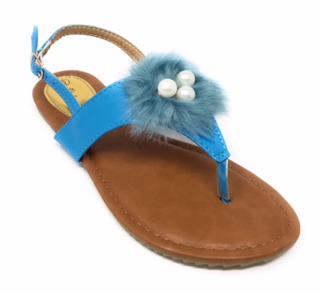Victoria K Women's Faux Fur And Pearls Sandals