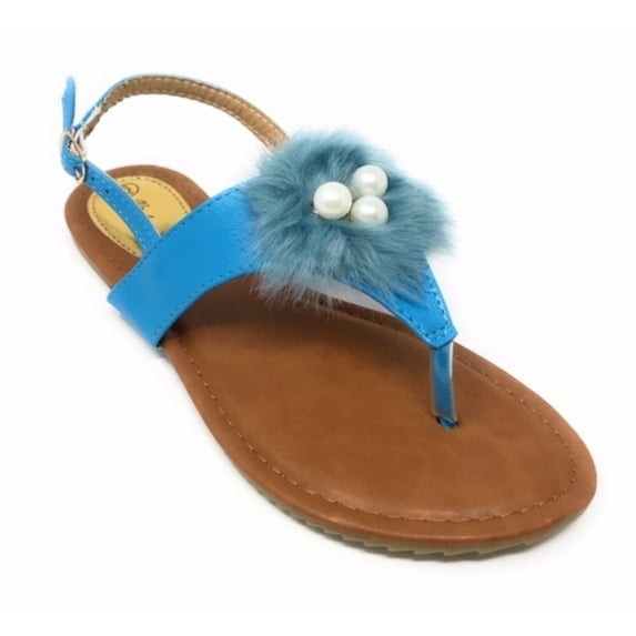 Victoria K Women's Faux Fur And Pearls Sandals