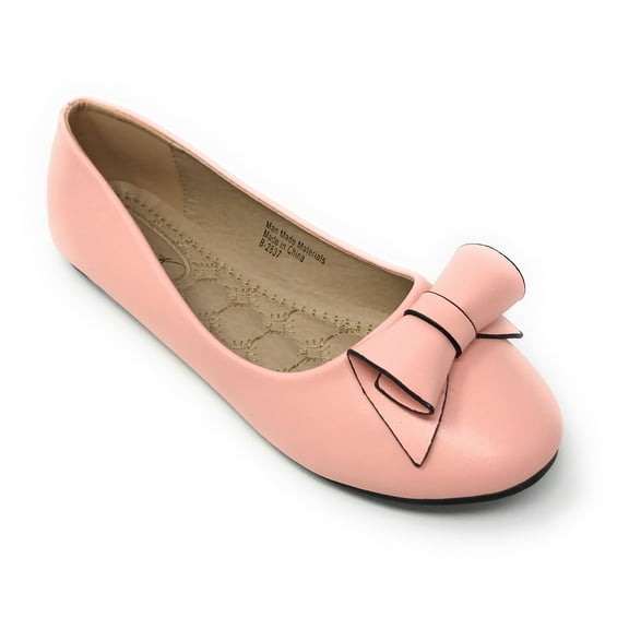 Victoria K Women's Faux Leather Roll Bow Ballerina Flats