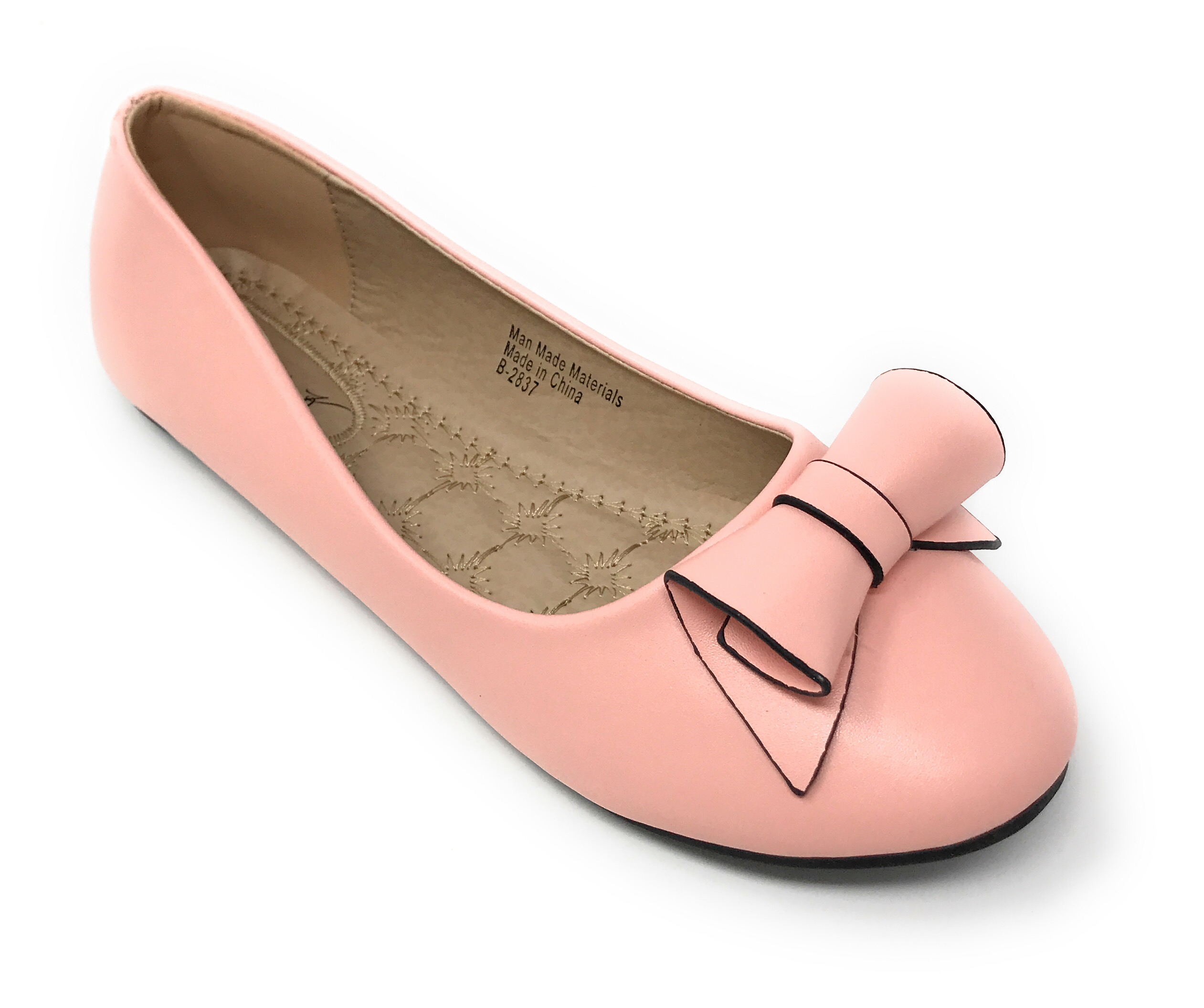 Victoria K Women's Faux Leather Roll Bow Ballerina Flats