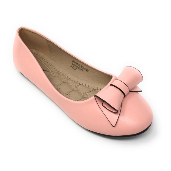 Victoria K Women's Faux Leather Roll Bow Ballerina Flats