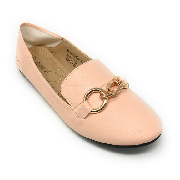 Victoria K Women's Foldover Quilted Gold Chain Ballerina Flats