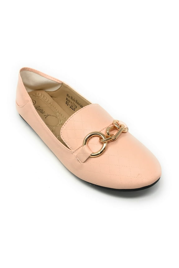 Women's Foldover Quilted Gold Chain Ballerina Flats