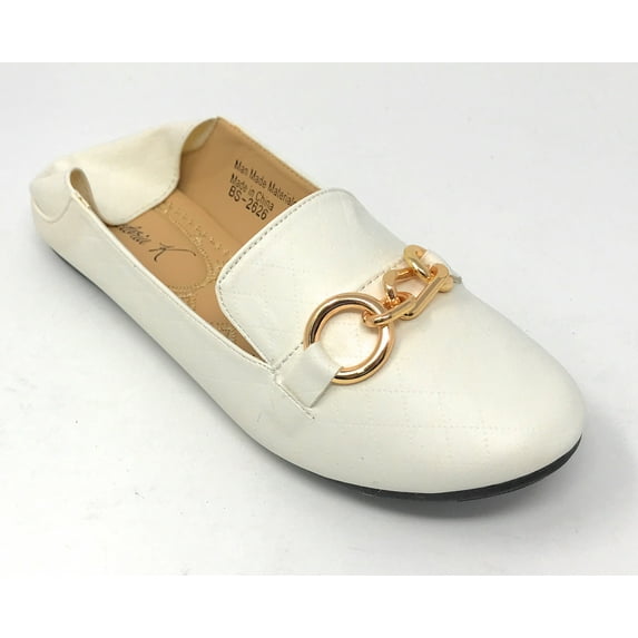 Victoria K Women's Foldover Quilted Gold Chain Ballerina Flats