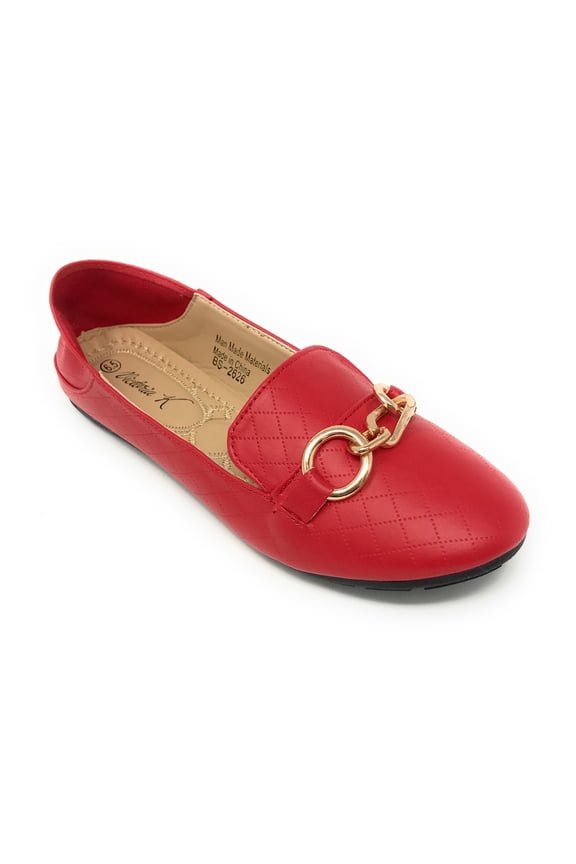 Women's Foldover Quilted Gold Chain Ballerina Flats