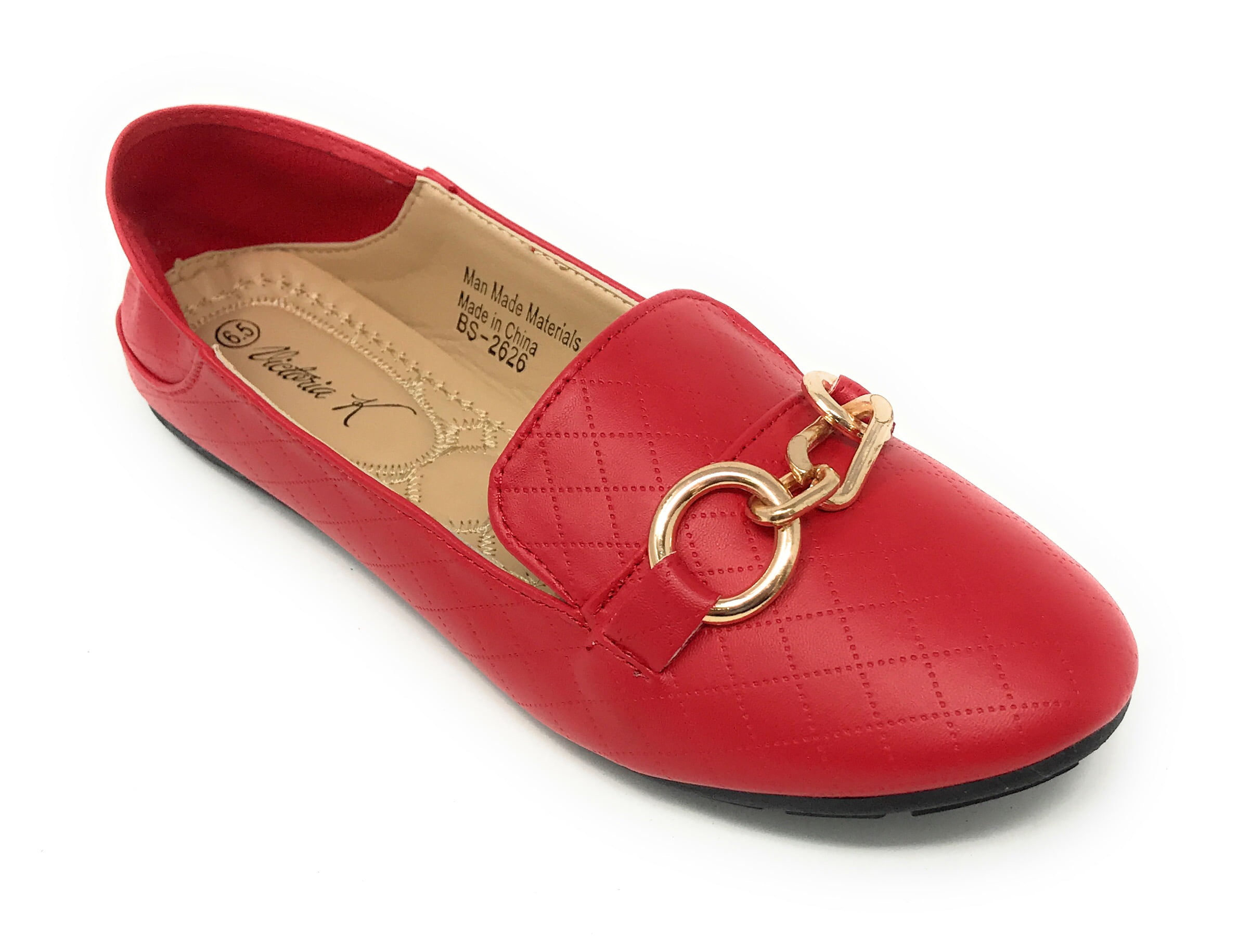 Victoria K Women's Foldover Quilted Gold Chain Ballerina Flats