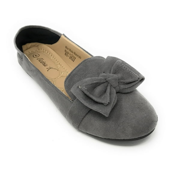 Victoria K Women's Foldover Sueded Double Bow Ballerina Flats