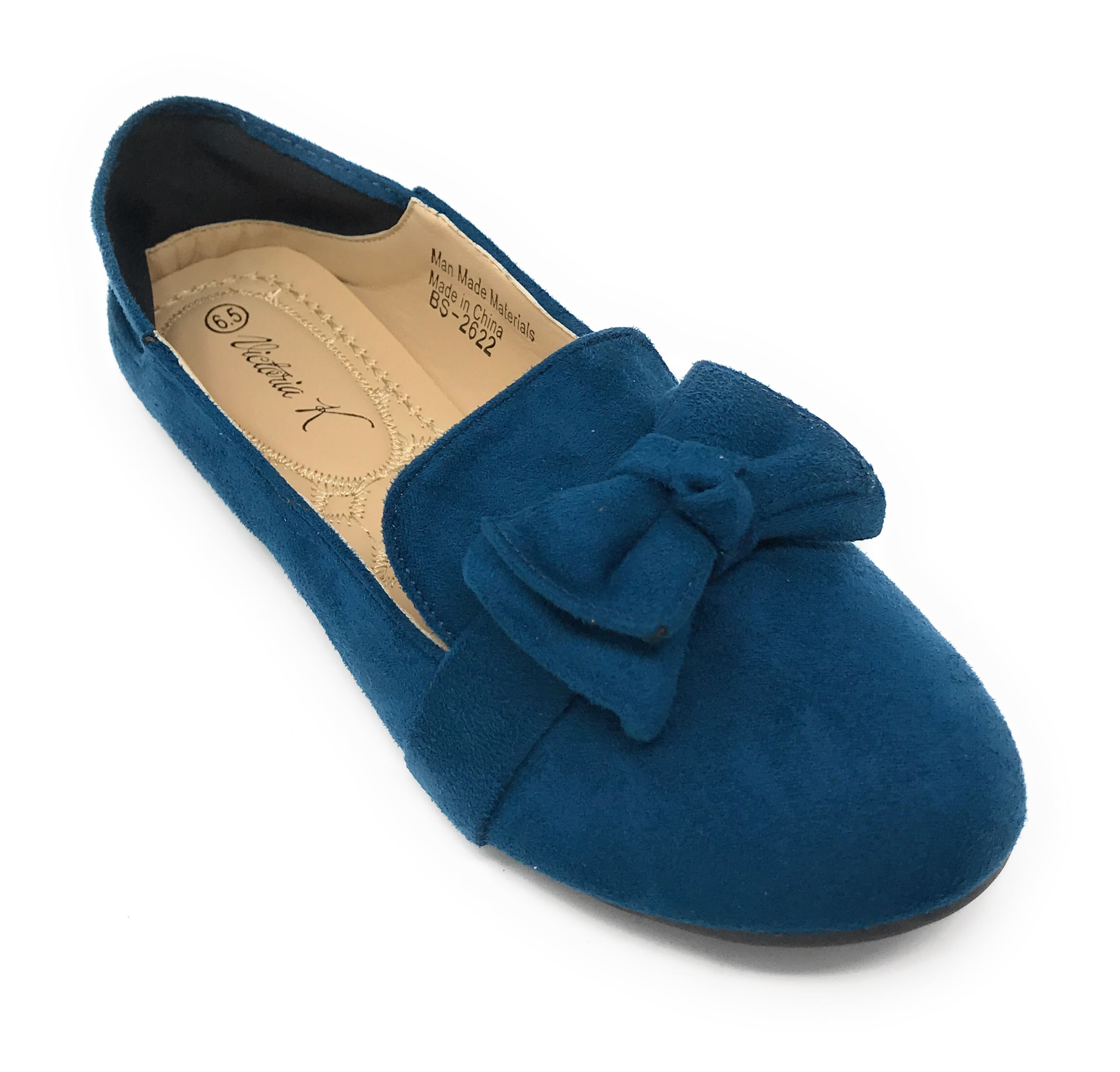 Victoria K Women's Foldover Sueded Double Bow Ballerina Flats
