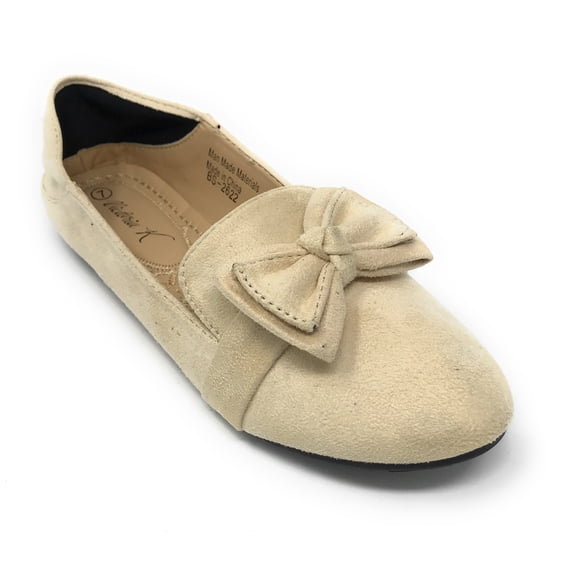 Victoria K Women's Foldover Sueded Double Bow Ballerina Flats