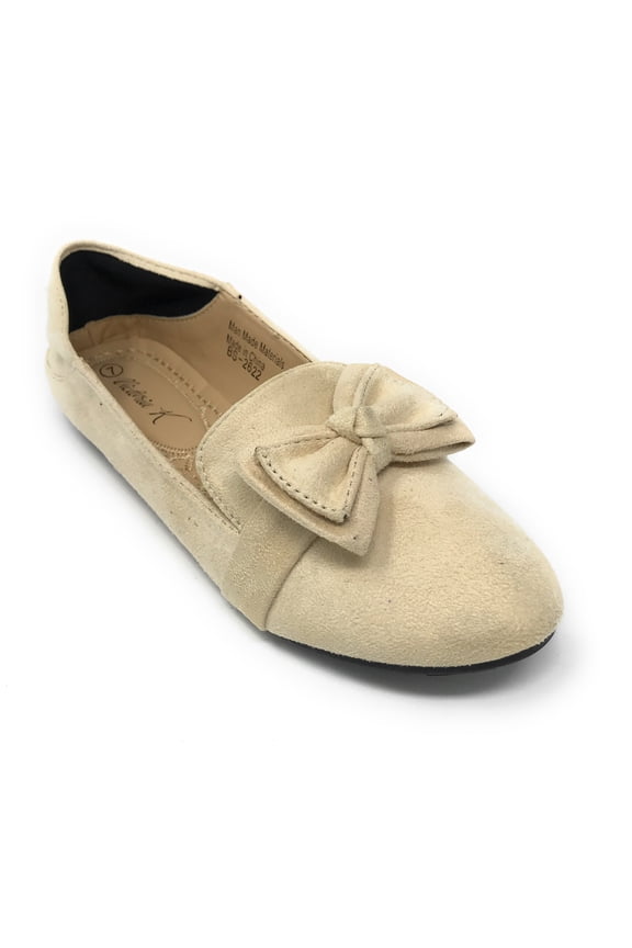 Women's Foldover Sueded Double Bow Ballerina Flats