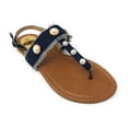 thumbnail image 1 of Victoria K Women's Fringed Denim With Pearl Studs Sandals, 1 of 4