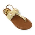 thumbnail image 1 of Victoria K Women's Fringed Denim With Pearl Studs Sandals, 1 of 4
