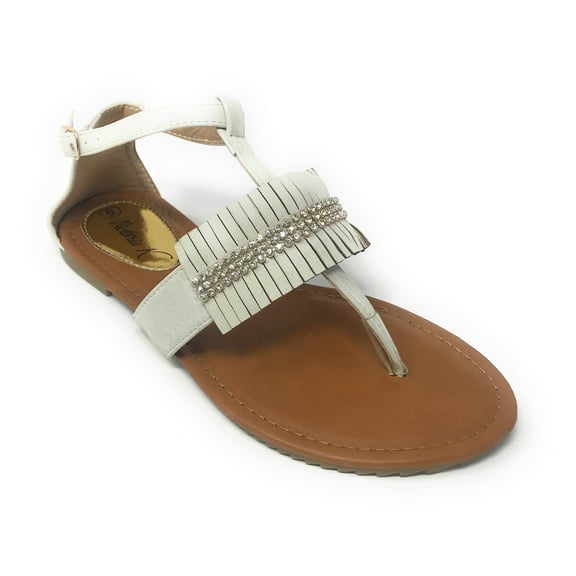 Victoria K Women's Fringed and Rhinestone Sandals