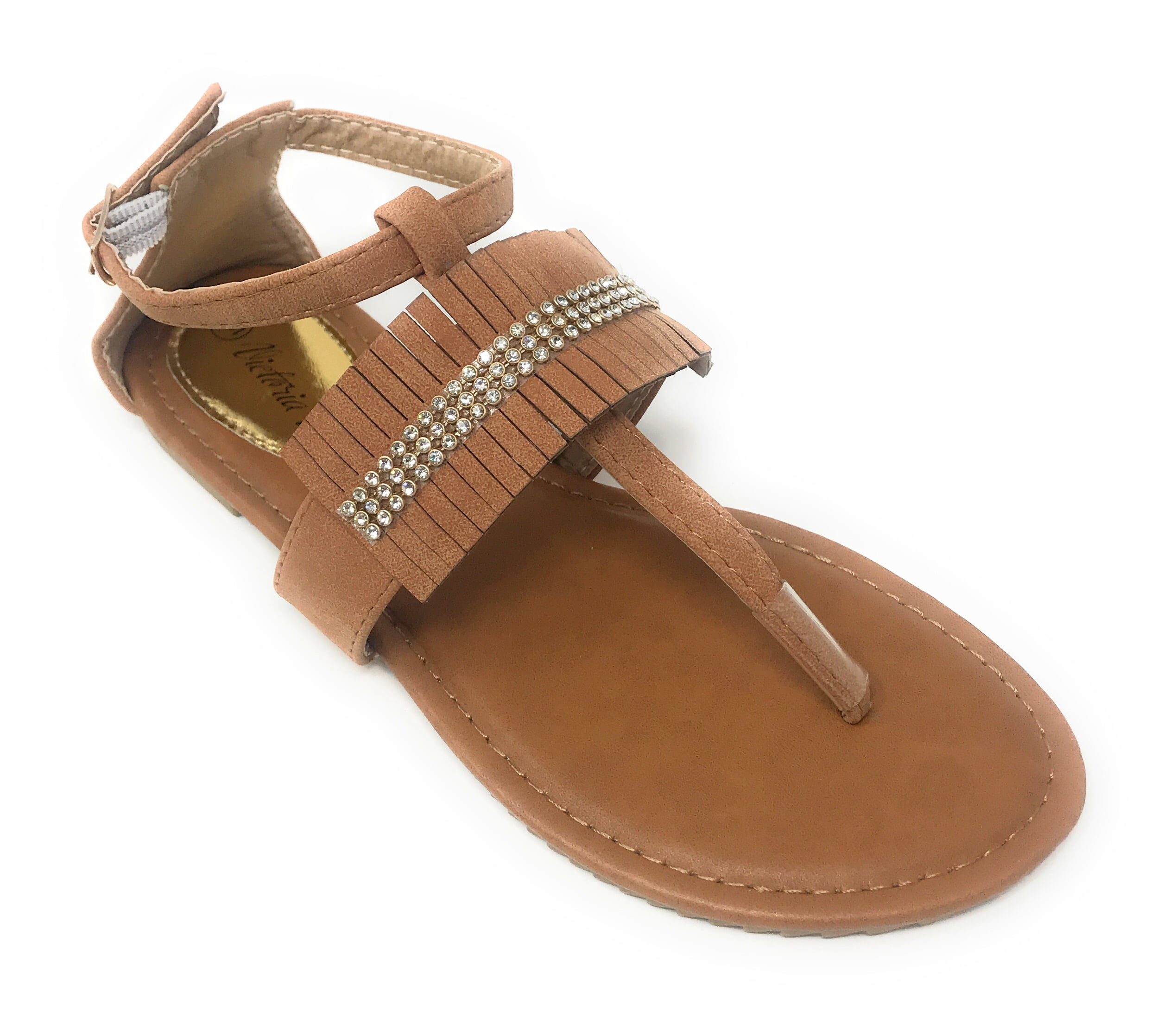Victoria K Women's Fringed and Rhinestone Sandals