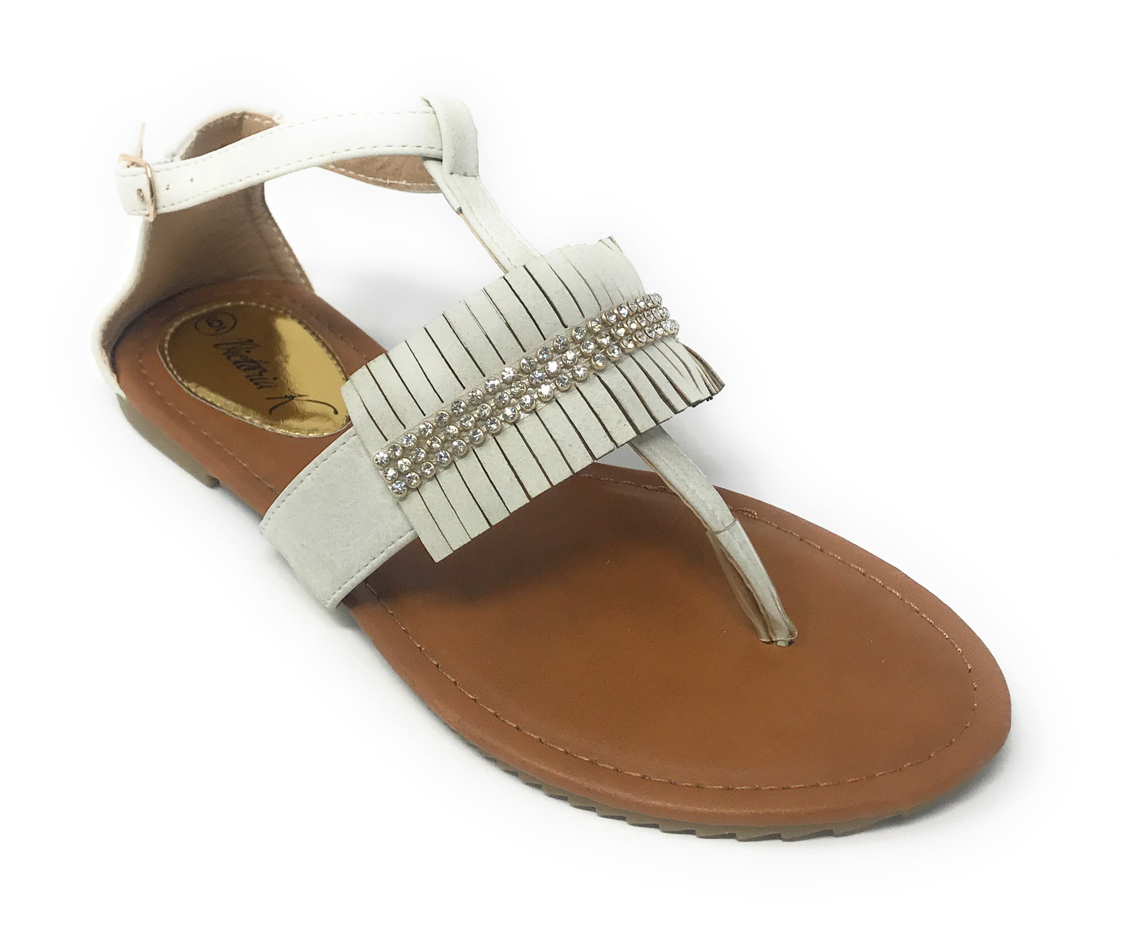 Victoria K Women's Fringed and Rhinestone Sandals