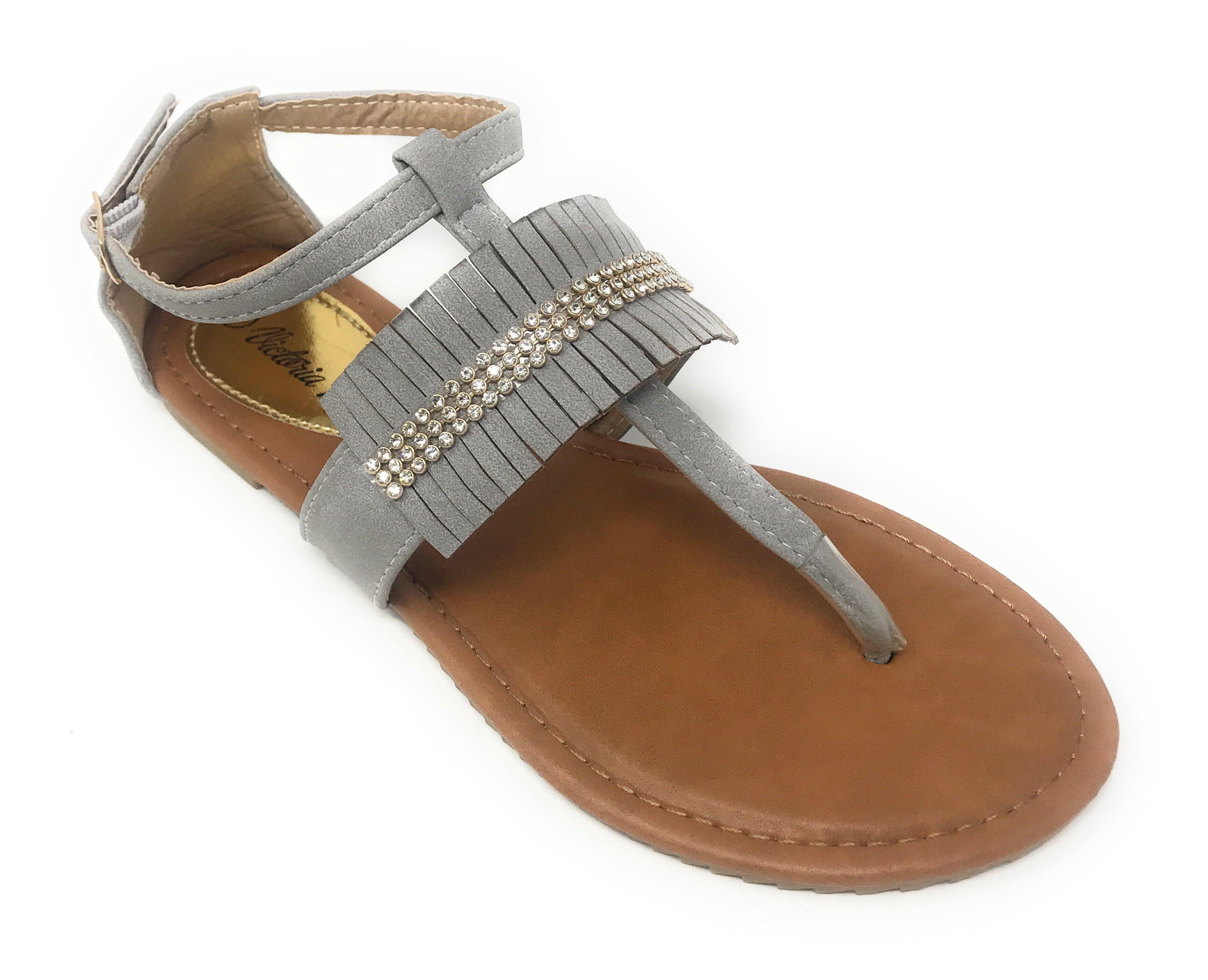 Victoria K Women's Fringed and Rhinestone Sandals