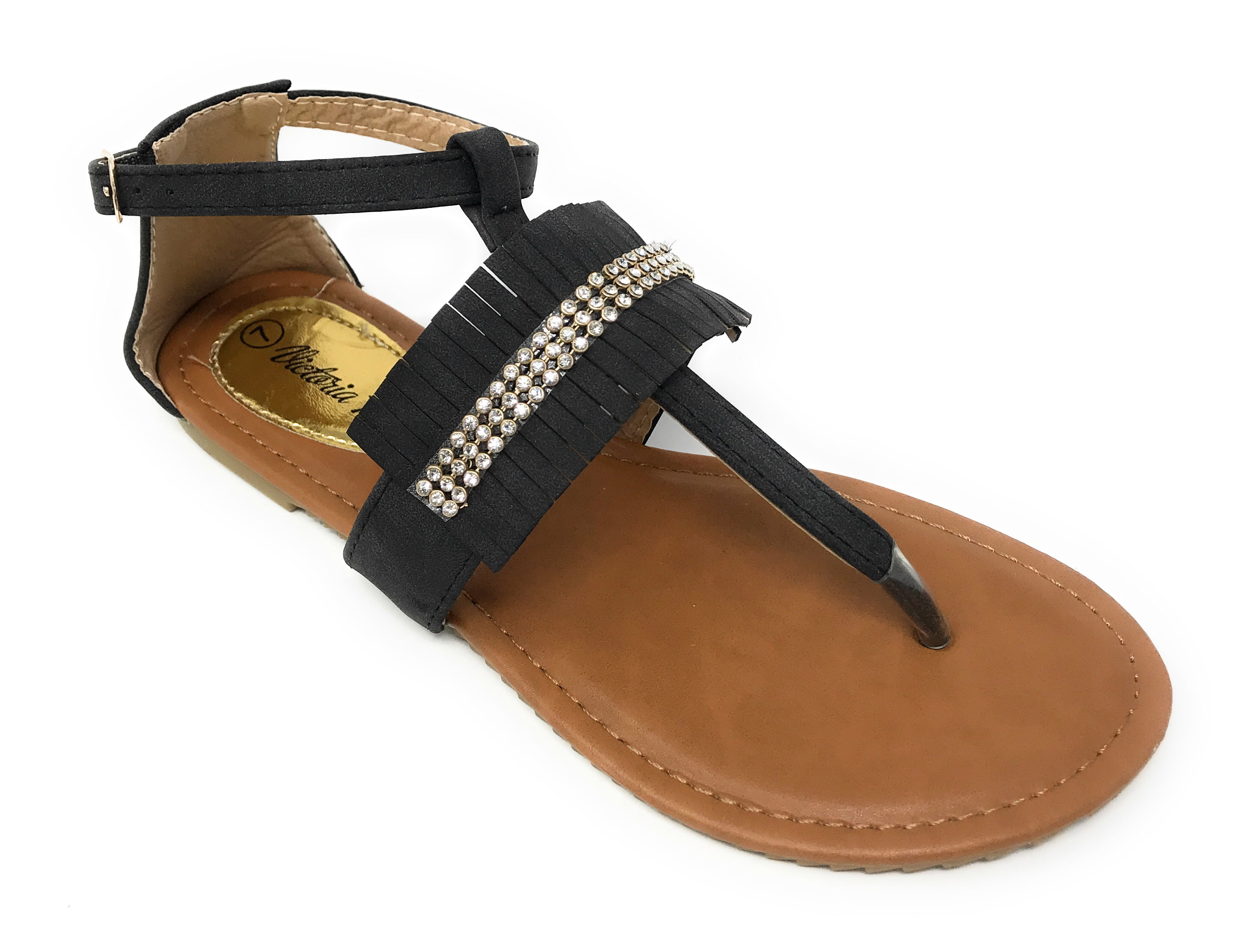 Victoria K Women's Fringed and Rhinestone Sandals